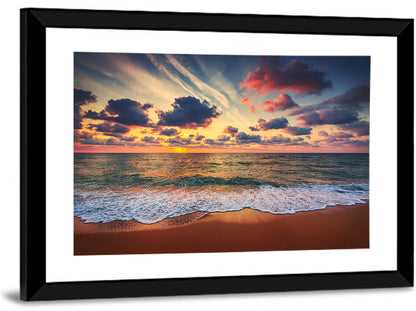 Cloudy Beach Sunrise Wall Art