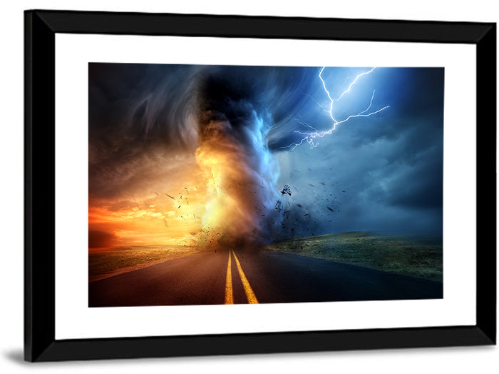 Road to a Twisting Tornado Wall Art as a framed print