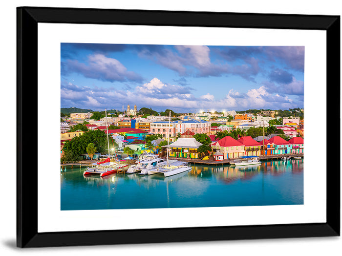 St. John’s Harbor at Golden Dusk Wall Art as a framed print