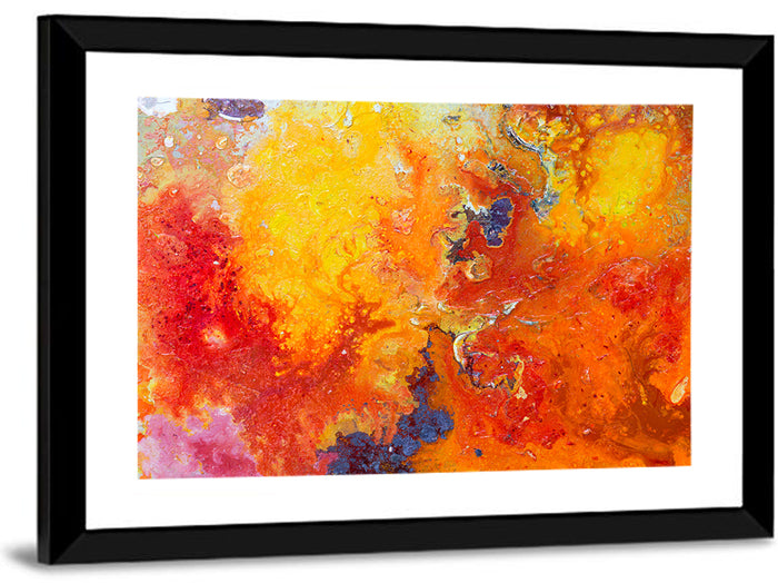 Molten Red Abstract Texture Wall Art as a framed print