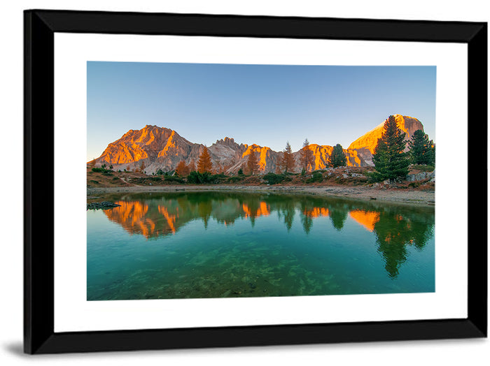 Lago Di Federa Alpenglow Wall Art as a framed print
