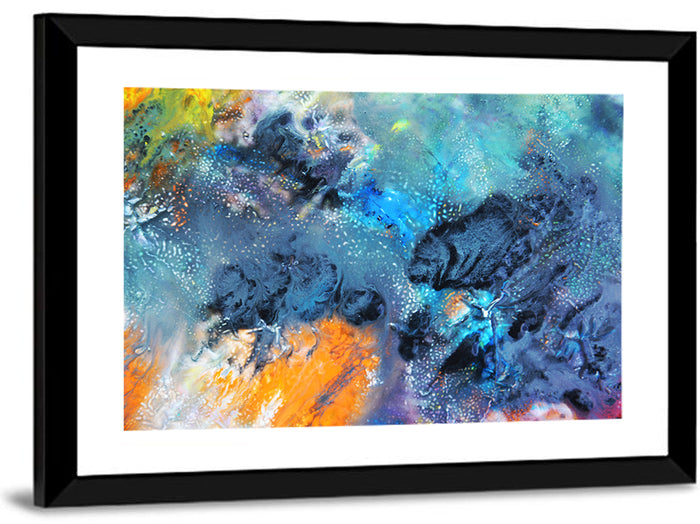 Vivid Icy Nebula Abstract Wall Art as a framed print