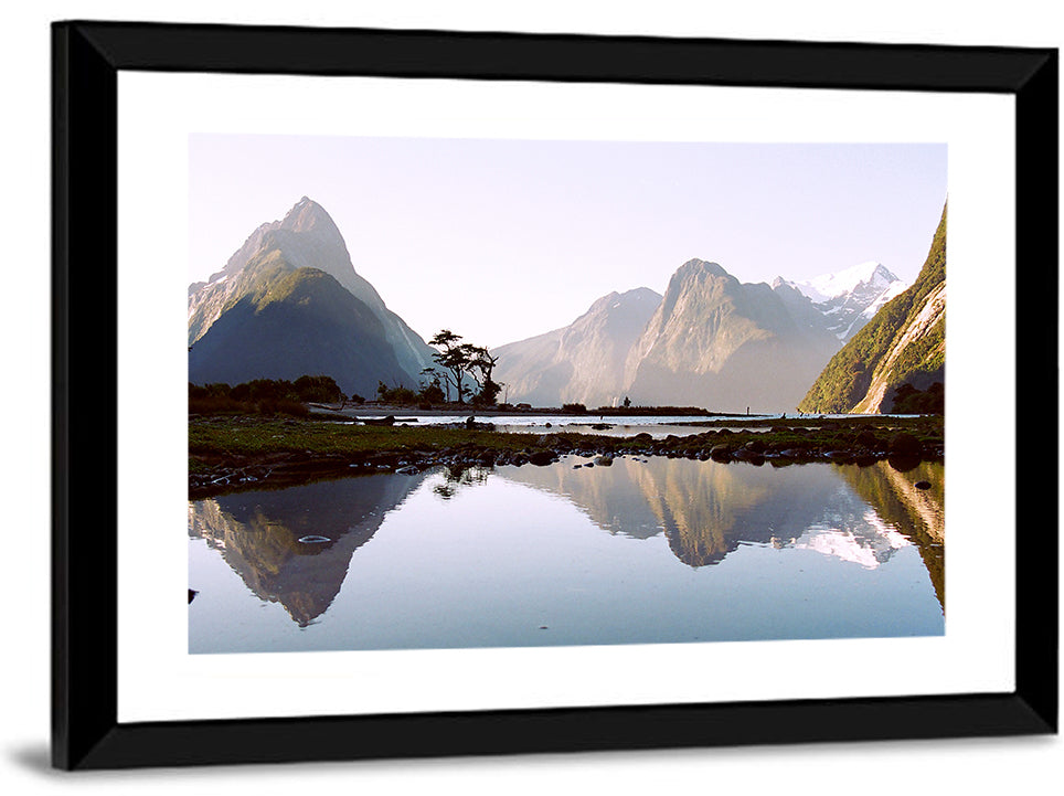 Mitre Peak Reflection at Milford Sound Wall Art