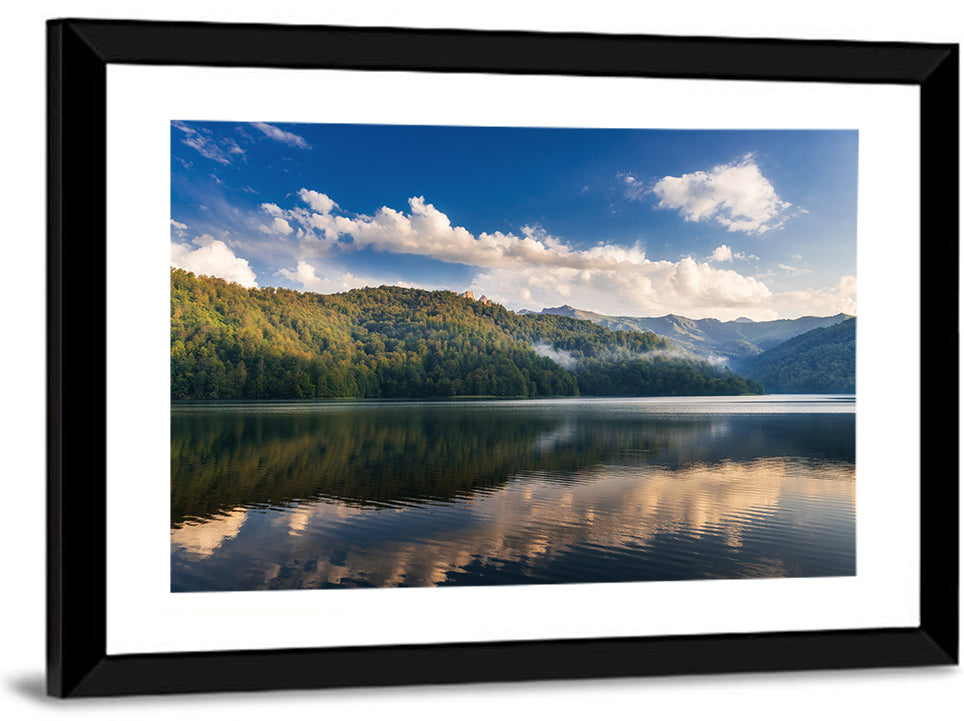 Golden Mist Mountain Lake Wall Art