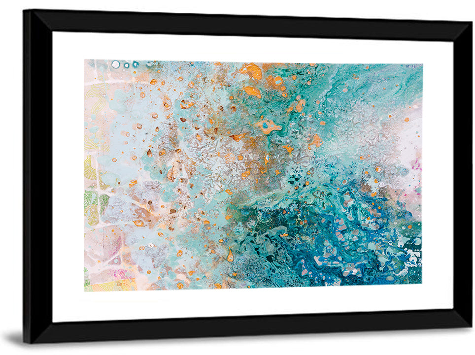 Teal Water Drops Abstract Wall Art