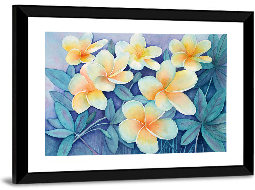 Watercolor Frangipani Cluster Wall Art