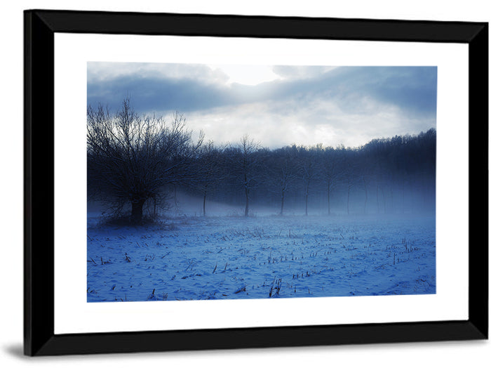 Snowy Italian Countryside Wall Art as a framed print