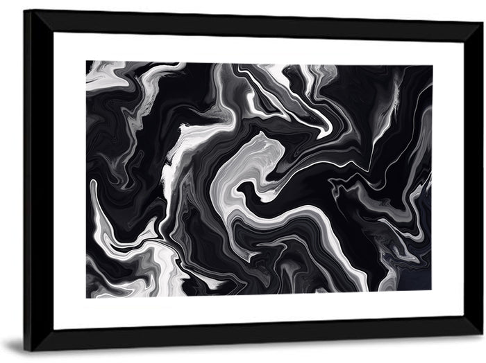Flowing Black Marble Abstract Wall Art as a framed print