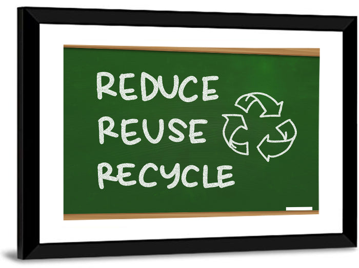Reduce Reuse Recycle Chalkboard Wall Art as a framed print