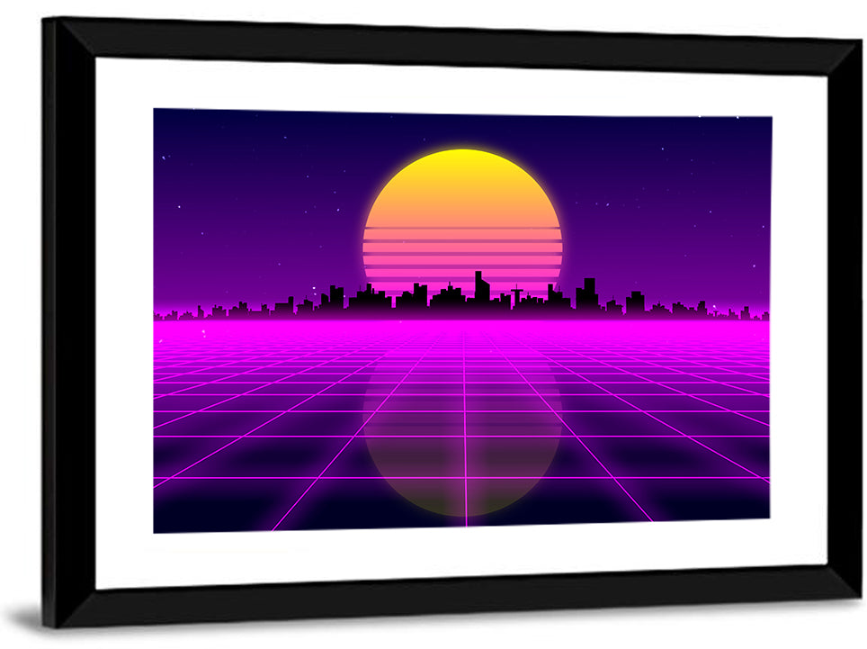 Neon Sunrise Skyline Wall Art