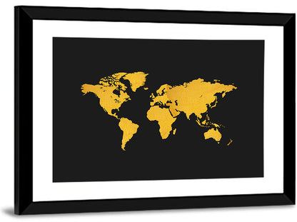 Gold Texture World Map Wall Art