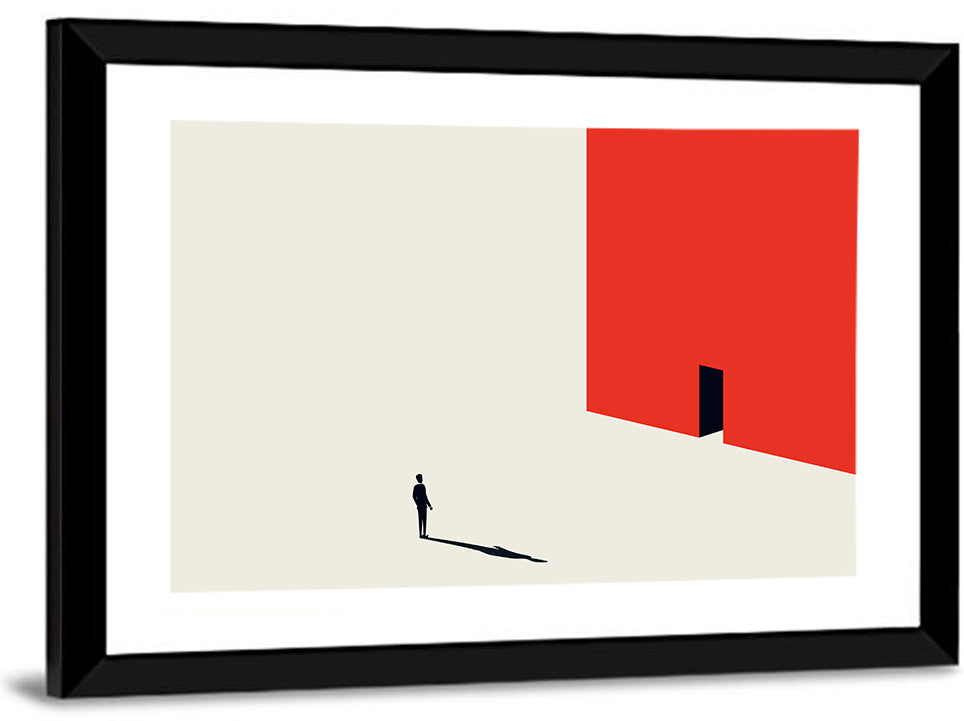 Solitary Figure with Red Door Wall Art