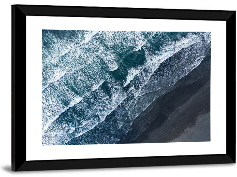 Volcanic Surf on Black Sand Wall Art