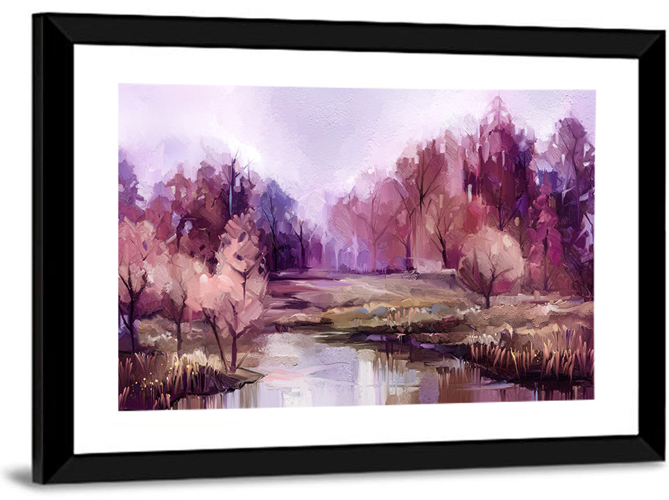 Lavender Autumn Forest Watercolor Wall Art