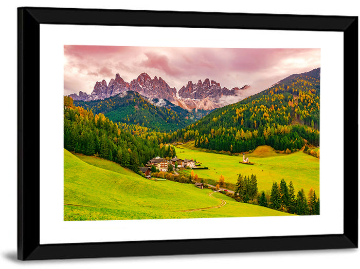 St Johann Church, Santa Maddalena Wall Art as a framed print