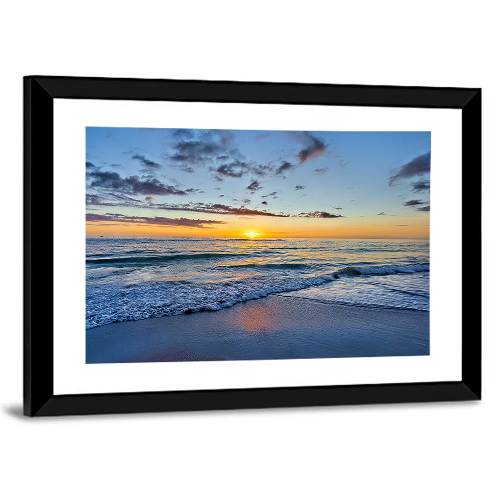 Foamy Waves at Golden Sunset Wall Art