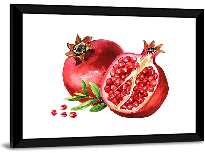 Fresh Pomegranate Watercolor Wall Art as a framed print