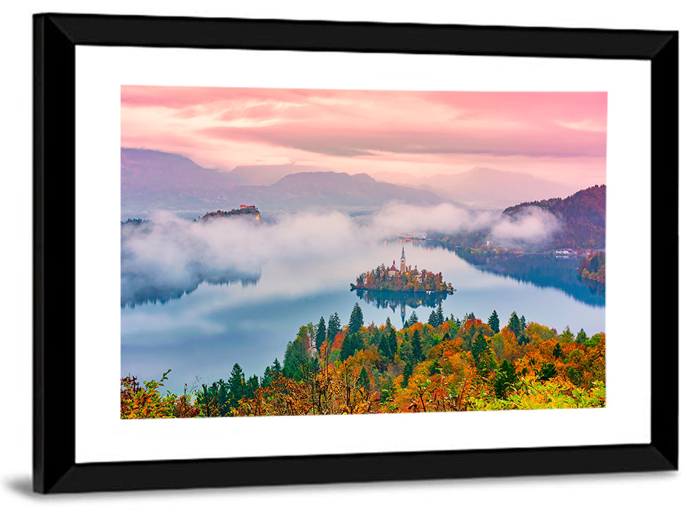 Misty Morning Over Lake Bled Wall Art