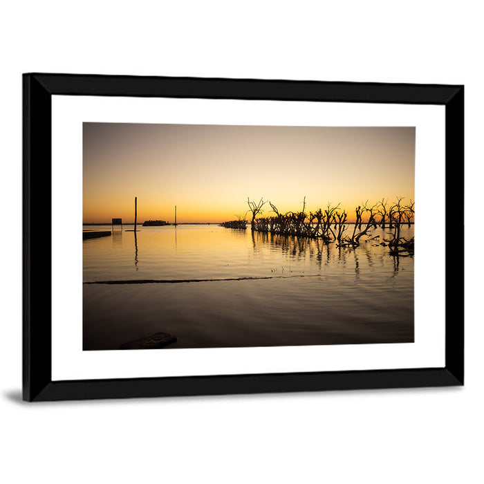 Lake Epecuen Evening Glow Wall Art as a framed print
