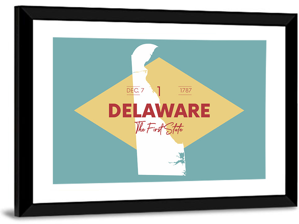 Delaware State Map Graphic Wall Art