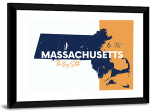 Massachusetts State Map Wall Art