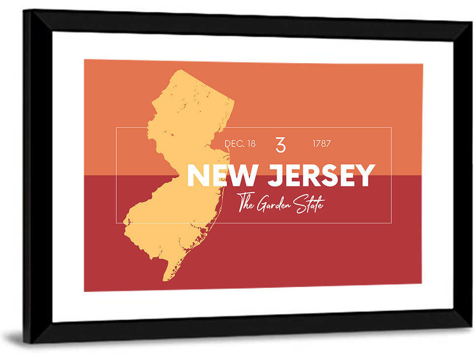 New Jersey State Map Wall Art