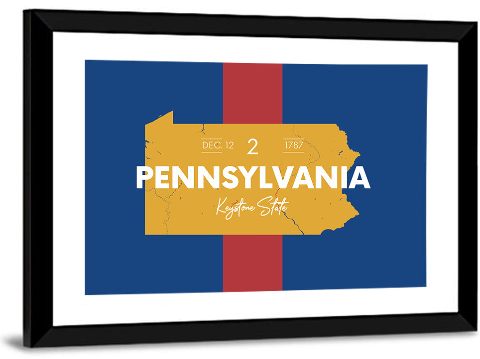 Keystone State Map Graphic Wall Art