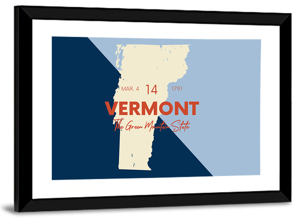 Vermont Map, Green Mountain State Wall Art