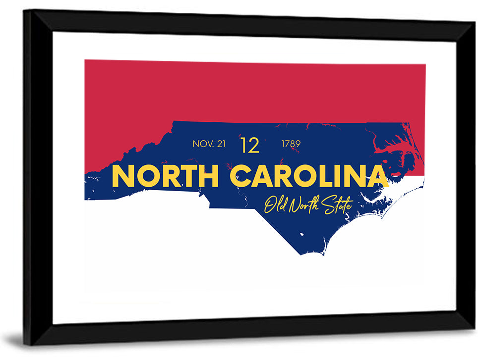 North Carolina Typographic Map Wall Art