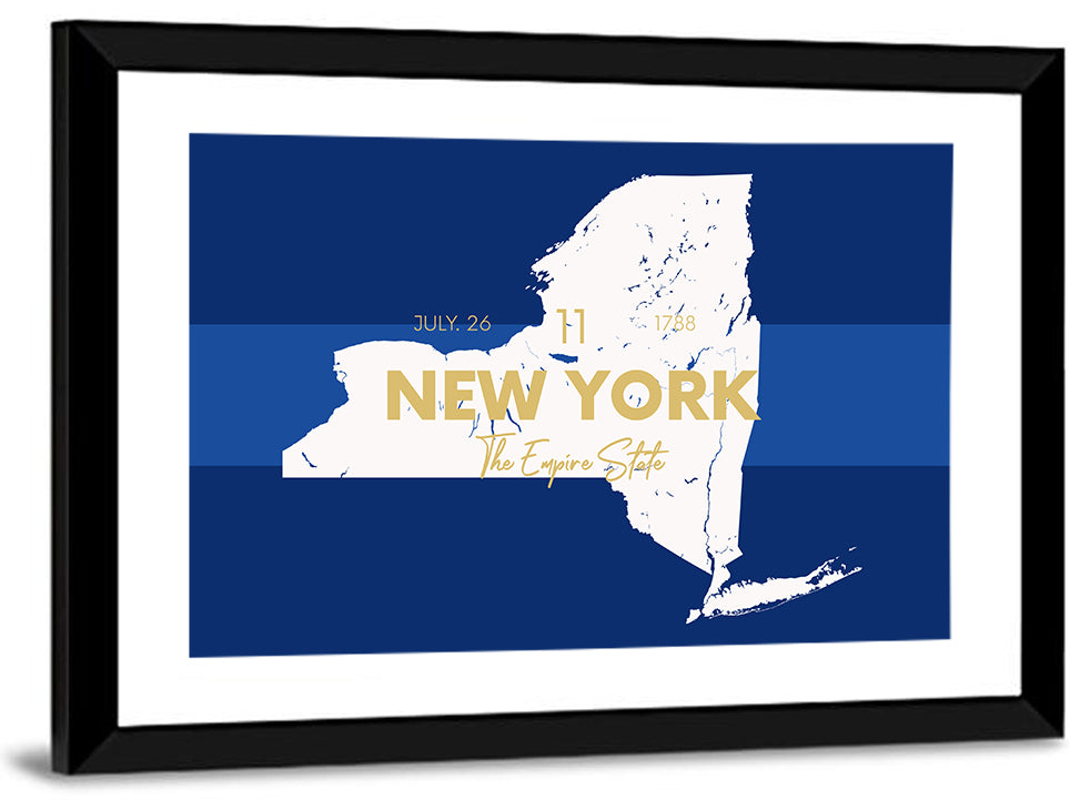 New York State Typographic Map Wall Art