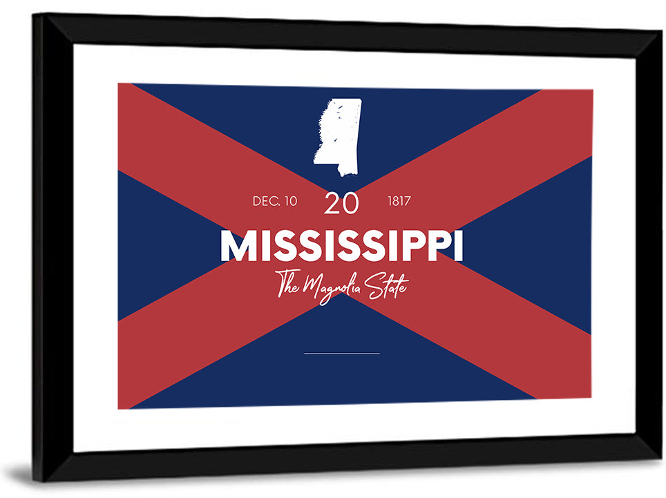 Mississippi Map, the Magnolia State Wall Art