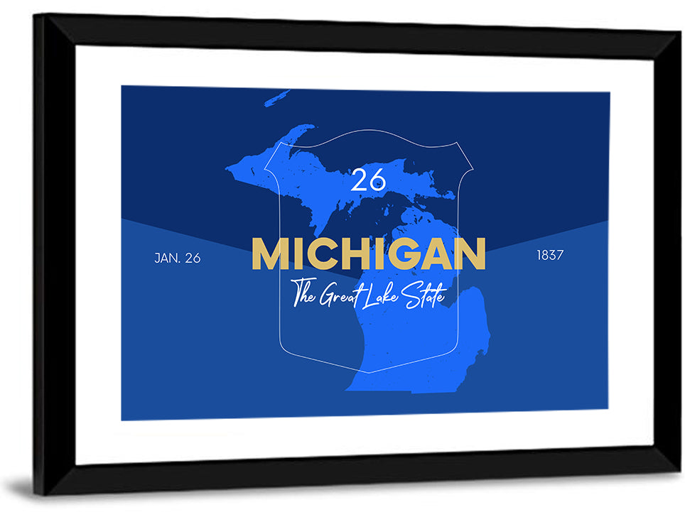 Michigan Shield Map Graphic Wall Art