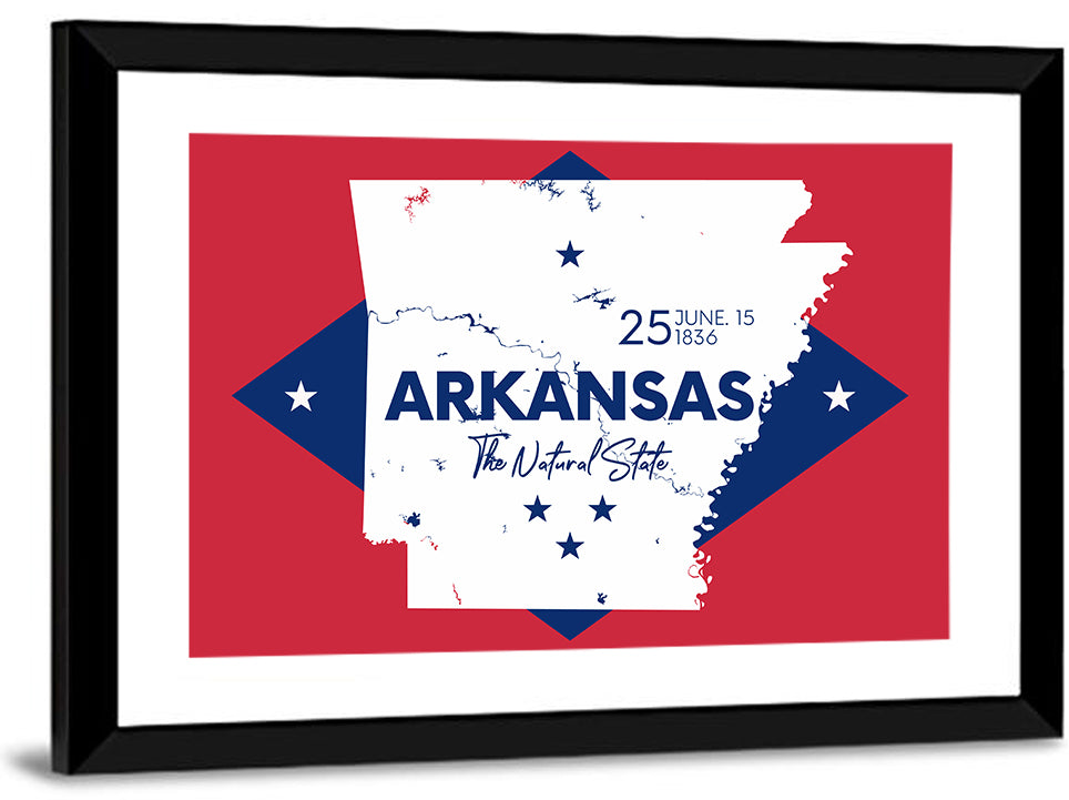 Patriotic Arkansas Map Wall Art