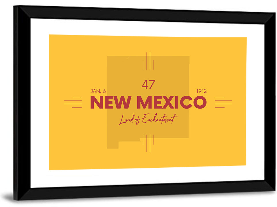 New Mexico Typographic Map 1912 Wall Art