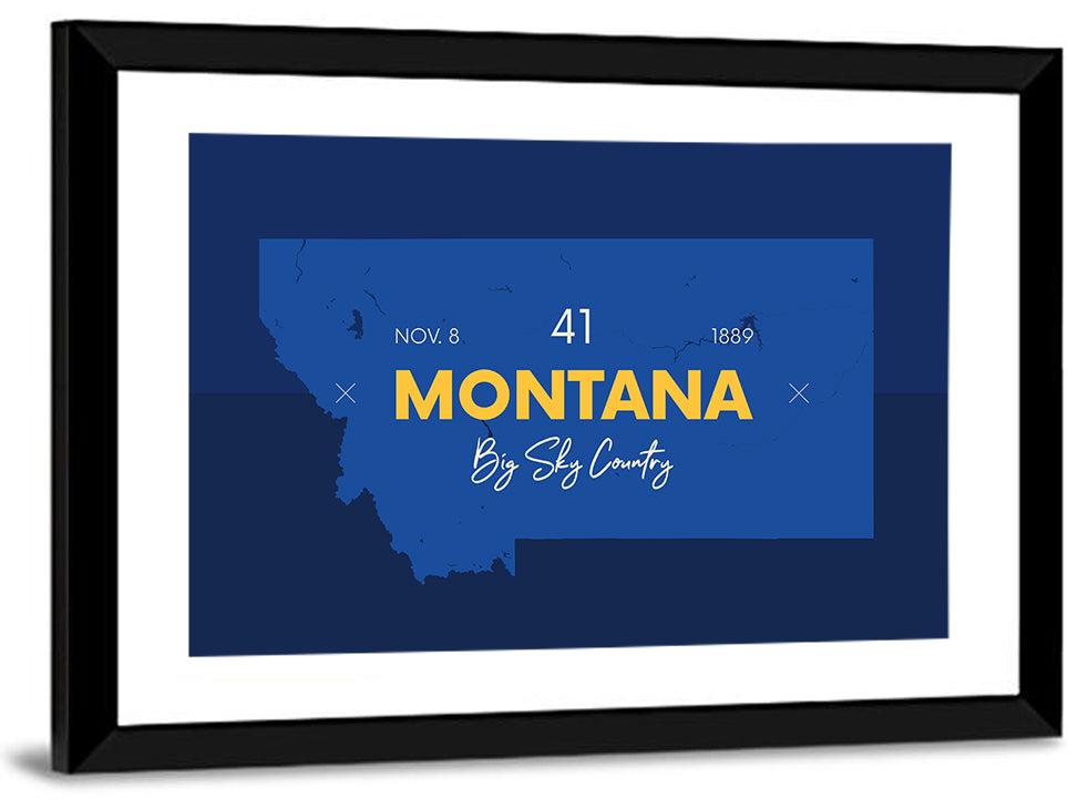 Montana Map Typography Big Sky Country Wall Art