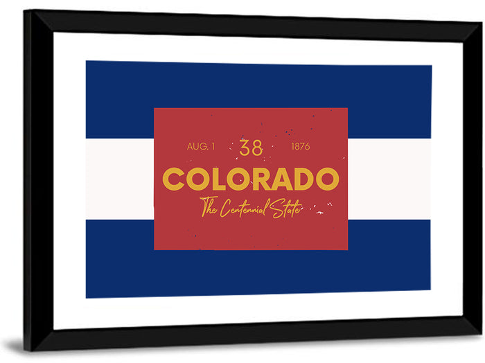 Colorado State Flag Map Wall Art as a framed print