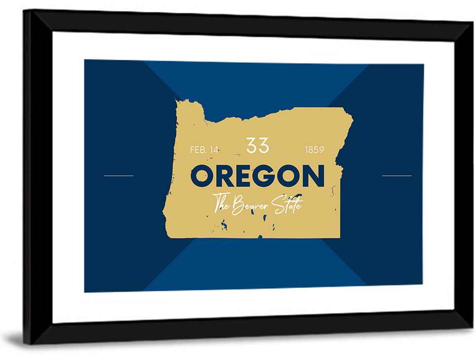 Oregon Typographic Map Wall Art