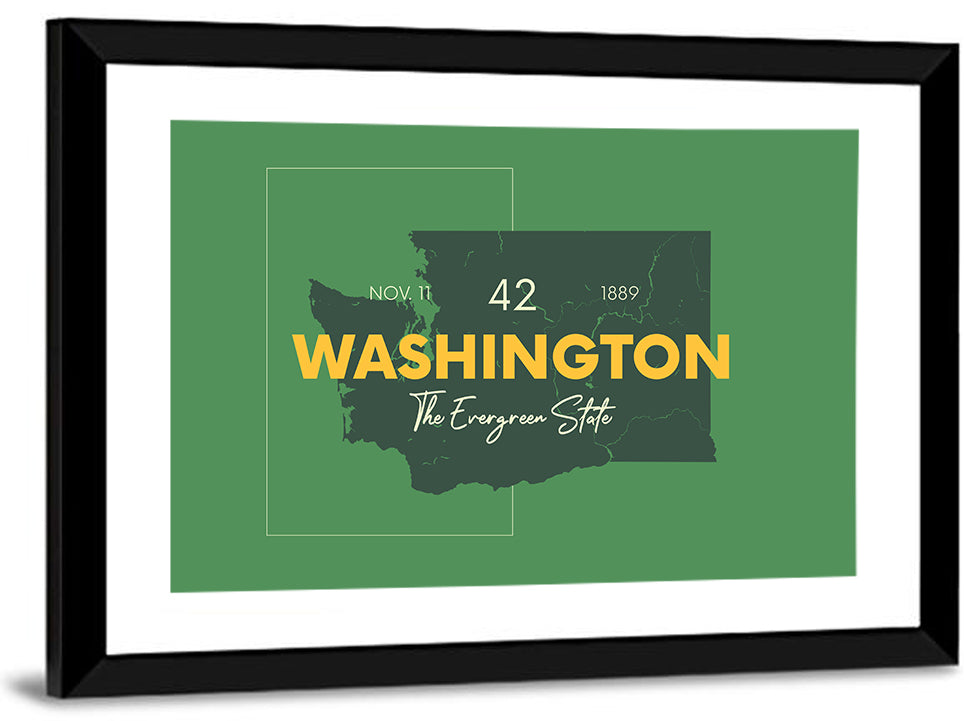 Minimalist Washington State Map Wall Art