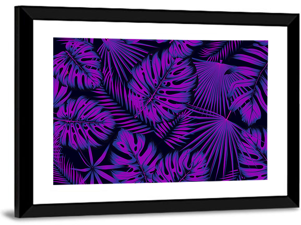 Violet Tropical Leaves Wall Art