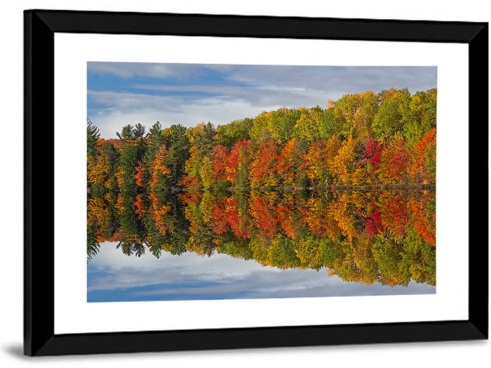 Moccasin Lake Autumn Reflection Wall Art as a framed print