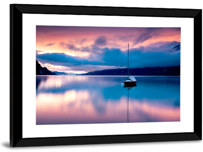 Dawn Over Lake Brienz Wall Art as a framed print