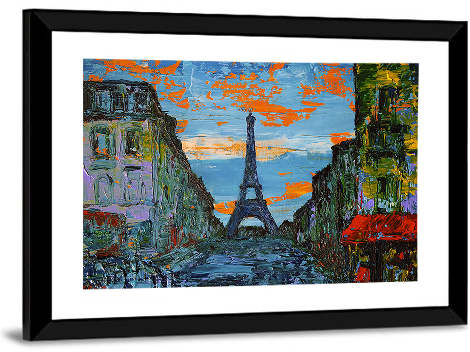 Paris Dusk Street, Eiffel Tower Wall Art