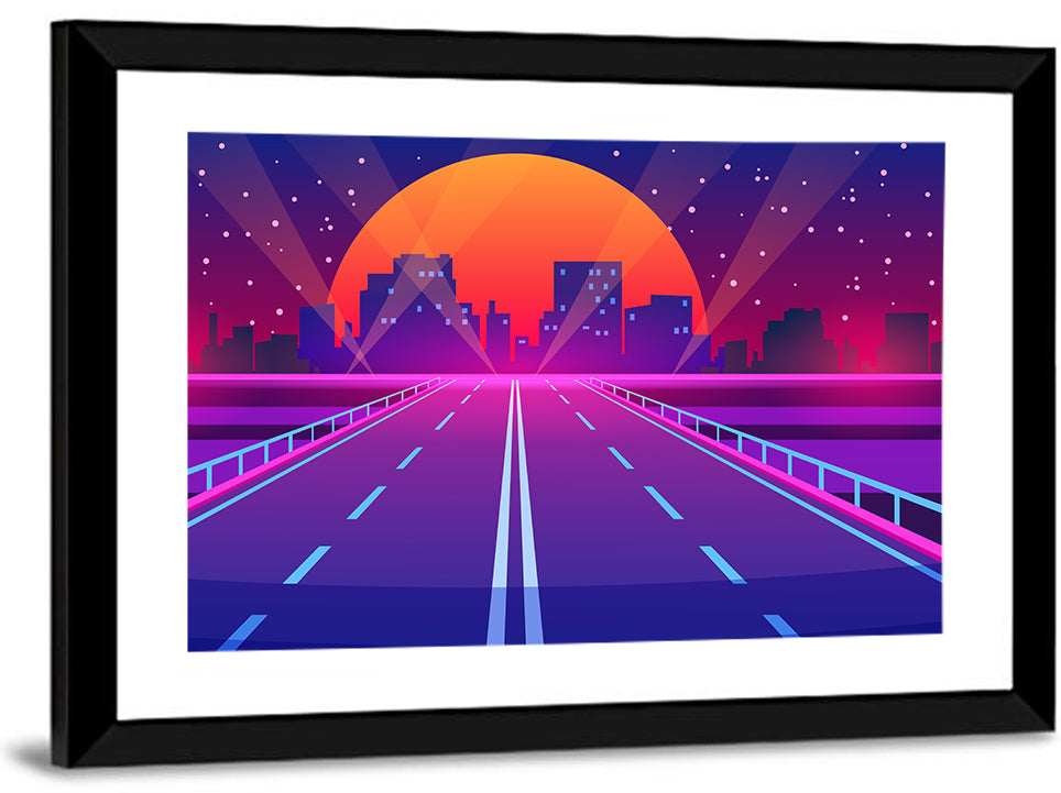 Dusk Highway Cityscape Wall Art