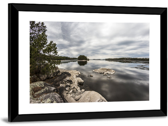Voyageurs Pine Island Reflection Wall Art as a framed print