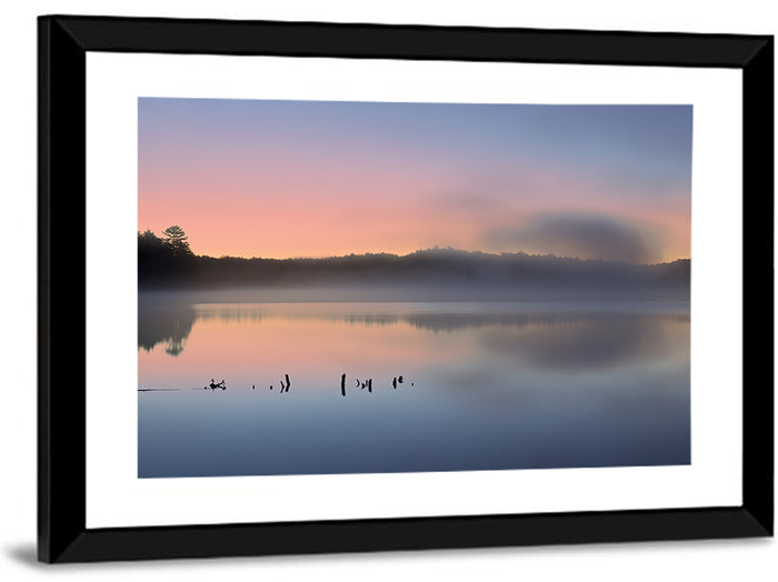 Pete's Lake at Dawn Wall Art as a framed print