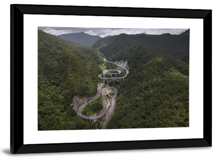 Kelok Sambilan Winding Highway Wall Art as a framed print