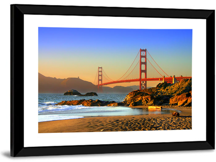 Golden Hour at the Golden Gate Bridge Wall Art as a framed print