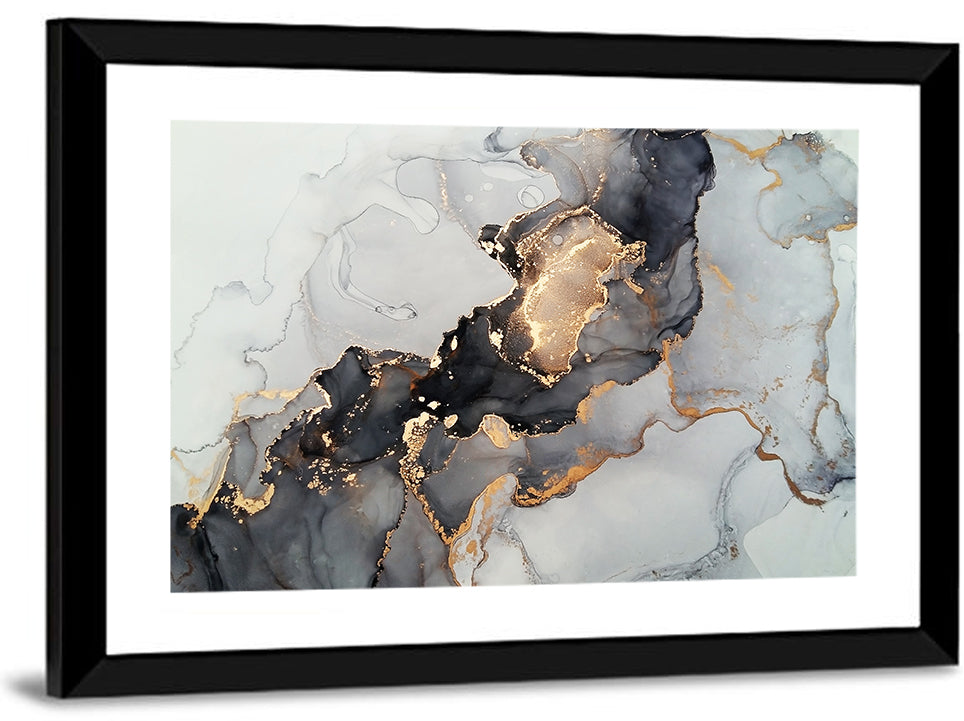 Black Fire Marble Abstract Wall Art