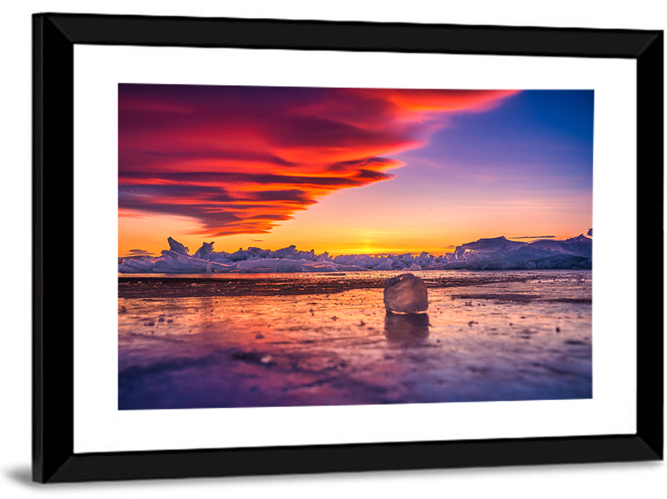 Lake Baikal Ice at Sunset Wall Art