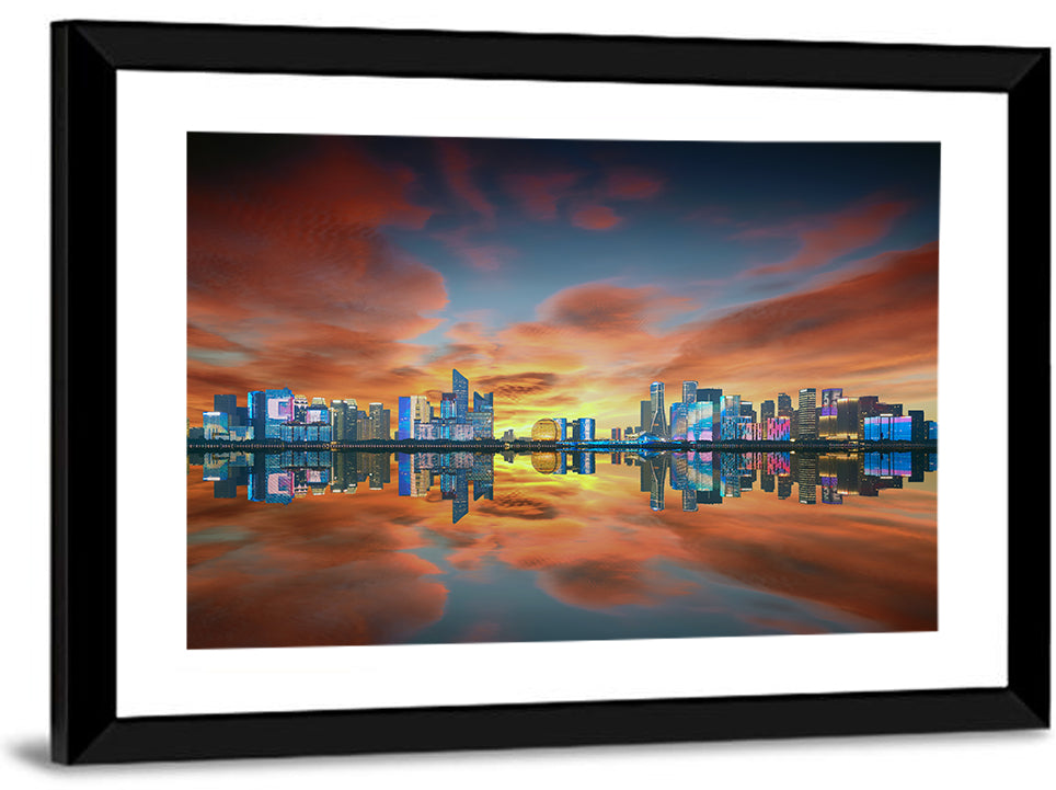 Hangzhou Golden Sphere Skyline at Dusk Wall Art